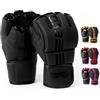 EVO Fitness Guanti MMA neri opachi Guanti per arti marziali Grappling Sparring da uomo Muay Thai Cage combattimento boxe sport da donna rosa UFC sacco da boxe allenamento (Nero, M)