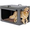 Petsfit trasportino morbido per cani, design strutturale regolabile, Cuccia per cani pieghevole, con tappetino spesso per interno e esterno,Grigio, 100x64x63CM