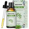 MIGCAPUT Tea Tree Oil 100ML, Oli Essenziali di Aromaterapia Naturale Puro al 100%, Olio Essenziale di Tea Tree di Grado Terapeutico per la Pelle, Cura dei Capelli, Anti Acne, Sterilizzazione