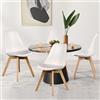 NEWBULIG Set di 4 sedie da pranzo Mid-Century Modern Dinning Soggiorno Camera da Letto Outdoor Lounge Sedia Cuscino in pelle PU e gambe in legno, colore bianco Ash