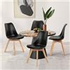 NEWBULIG Set di 4 sedie da pranzo Mid-Century Modern Dinning Soggiorno Camera da Letto Outdoor Lounge Sedia Cuscino in pelle PU e gambe in legno, colore nero, confezione da 4
