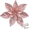 GL-Turelifes GL-Turelfies 12 Pezzi Fiori di Natale Glitterati (16cm/6,3'') con 12 Pezzi Clip Fiori di Stella di Natale Artificiali Decorazioni Fiori per Albero di Natale Ornamenti per Albero di Natale (Oro Rosa)
