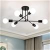 DELIPOP DELPOP Lampadario Sputnik 6 Luci, Forma DIY Plafoniera E27 Moderna, Lampada da Soffitto Industriale in Ferro Battuto per Soggiorno Camera da Letto Cucina Sala da Pranzo, Regolabile di 180 °, Nero