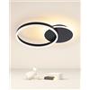 MOUNM Plafoniera LED Soffitto Dimmerabile 3000K-6000K, Lampadario Soggiorno, 36W 3600lm Alluminio, Camera da Letto con Telecomando, Salone da Due Cerchi
