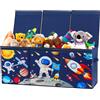 decalsweet Scatola di Giocattoli Extra Large con Coperchio Ribalta per Bambini, Contenitore Porta Giochi Pieghevole Oxford, Baule Portagiochi Impermeabile Robusto per Ragazze Ragazzi, 96×32×40cm (Astronauta)