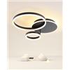MOUNM Lampadario Camera da Letto, Plafoniera LED Soffitto Dimmerabile 3000K-6000K in Alluminio, 54W 5400lm, per Camera da Letto, Soggiorno, Salone, con Telecomando, Tre cerchi