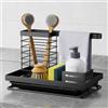 FOXWHALE Organizer per Lavello Cucina, Porta Spugnette Organizzazione Supporto Spugne Lavello Cucina per Dispenser di Sapone in Spugna con Cassoio di Scarico per Accessori Cucina Porta