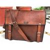 Fatto a mano Borsa a tracolla messenger 15" valigetta per laptop cammello G V B pelle vintage
