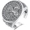 INFUSEU Anello Albero della Vita, Argento Sterling 925 Uomo Vichingo Regolabile Rune Bussola Nordica Vegvisir Amuleto Energia Lupo Cavallo Corno di Corvo Aquila Gioielli Regalo per Donne Uomini