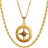 DVRK® Set di 2 Collane Uomo Oro 18k con Base in Acciaio Inossidabile 316L - Collana Uomo Oro Bussolas e Catena Cordino 55 cm Resistente all'Acqua - Gioelli, Regalo