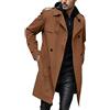 DUHENWU Giacca a vento lunga da uomo, slim fit, tinta unita, con cintura, trench con risvolto, doppiopetto, leggera, con cappuccio, giacca da lavoro, cappotto spesso, invernale, caldo, elegante,