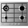 Candy Piano Cottura 4 Fuochi a Gas 60 cm (1 Bruciatore Doppia Corona) colore Inox - CHW6BR4WPX