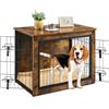 Yaheetech Gabbia per Cani Kennel Tavolino Armadietto con Doppie Porte Gatti a Rete in Legno da Interno 80,5 × 55,5 × 64 cm Marrone Rustico