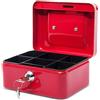 MAUL cassetta portavalori in acciaio 15,2x11,5x8 cm | Cassetta portavalori con serratura | Cassetta con chiave | Ideale come cassaforte piccola, cassetta di sicurezza | Rosso