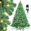 Ikodm Albero di Natale artificiale con illuminazione, 180 cm, in PVC verde, albero di Natale automatico, con 860 LED, luce bianca calda e supporto in metallo, difficilmente infiammabile