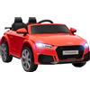 HOMCOM Macchina Elettrica per Bambini 3-5 Anni Licenza AUDI TT con Telecomando e Fari LED, 102x60x44 cm, Rosso