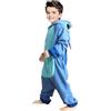 Alaiyaky Onesie - Costume di peluche per bambini, con cappuccio, costume intero per Halloween, Natale, Blu, XS