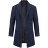 Allthemen Cappotto Lungo da Uomo Casual Trench Invernale in Lana Cappotti Spessa a Due Petti Outerwear a Vento Parka blu navy 3XL