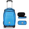 Invicta Trolley Scuola New Tech Solid, Azzurro, Multi tasche, Maxi Capiente + Portapenne, Azzurro, Mono Scomparto Bambino Ragazzo
