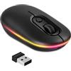 AXFEE Mouse Wireless Ricaricabile, Mouse Portatile e Retroilluminato a Colori, 2,4 GHz e Bluetooth 5.1Mouse con Mini Ricevitore USB, Compatibile con PC/Mac/Andriod/iPad/Laptop, Nero