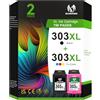 Economink Cartuccia 303, 303 XL nero e colore compatibili con le cartucce d'inchiostro HP 303, per Envy Photo 7134 7830 6232 6230 7130 6220 6234 7100 7155 7800 7834 7855 7864 (confezione da 2 pezzi)