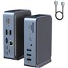 BIGBIG WON Docking Station USB C per MacBook Pro/Air, 15 in 1 USB C Hub Triple Monitor tramite VGA/2 HDMI, 100 W PD Laptop Dock per Lenovo, HP, Dell (USB-A/C 3.0 5GBPS, RJ45 Ethernet, Audio & Mic, SD/TF)