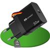 conecto caricatore USB-C, 1x porta PD USB-C da 30 watt, rapido GaN, nero
