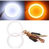Qasim 1 coppia di LED COB Fari Angel Eyes 90MM 4014 108SMD Bianco+Amber Switchback Anello Halo Occhi d'Angelo Universale per Auto Moto per DRL Faro Fendinebbia DC12V