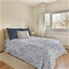 PENSIERI DELICATI Telo Copriletto 170 x 280 cm, Telo Singolo 100% Cotone Pique, Ideale Come Arredo, Coperta Salva Letto 1 Piazza, Fantasia Vittoria Petrolio, 100% Made in Italy