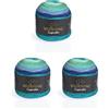 Wollbiene Cupcake, 3 gomitoli di lana da 150 g, 450 g, per lavorare a maglia e all'uncinetto, lana turca, colore sfumato (blu, turchese, verde, 3090)