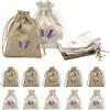 Vordpe 12 sacchetti di lavanda vuoti, piccoli sacchetti da riempire, sacchetti di iuta con coulisse, cotone e lino, gioielli per matrimonio, spezie erbe aromatiche