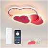 BLMYL Plafoniera LED 32W Lampada da Soffitto per Camera dei bBambini, Lampada Nuvola Creativa,Lampade LED da Soffitto Dimmerabili con Telecomando 3000K-6000K, 42CM Rosa Lampada da Soffitto a LED per Soggio