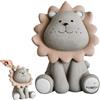 Jilskl Salvadanaio Leone Brown in Resina Infrangibile Apribile - Regalo Compleanno e Anniversario (Grigio)