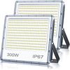 TASINUO Faretto LED da Esterno 300W 2 Pezzi, Faro LED Esterno Impermeabile IP67, 30000LM 7000K Bianca Fredda Lampade, 300 LEDs Luci per Giardino, Terrazza, Garage, sportivo