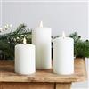 Lights4fun Set di 3 Candele Pilastro TruGlow® in Cera Bianca a Pile con LED Bianco Caldo per Uso in Interni
