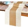 Esshogo Runner da Tavolo in Materiale di Canapa Annodato in bambù, con Impiombatura di Due Colori, per la Decorazione di Interni in Stile Naturale retrò, Matrimoni, Decorazioni per Hotel, 180 * 30cm