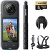 Insta360 X4 Pack Bici - Action Cam 360° 8K Impermeabile, Video Grandangolari in 4K, Selfie Stick Invisibile. Protezioni Lenti Rimovibili, Autonomia Batteria 135 min, Editing IA, Stabilizzazione