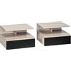 HOMCOM Set da 2 Comodini Sospesi da Camera da Letto, Comodini da Camera da Letto Moderni, con Cassetto e Mensola Superiore in Legno, 35x32x22.5cm, Rovere e Nero