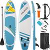 ANCHEER Stand Up Paddle Board Gonfiabile, SUP Gonfiabile, Tavola iSUP con Pompa a Mano a Doppia Azione, Pagaia Regolabile, Guinzaglio a Spirale Caviglia, Zaino Grande, Borsa Impermeabile per Telefono