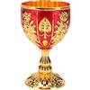 Cocoarm Calice d'oro, oro vintage, tazza da vino dorata, tazza medievale, realizzata a mano, con fiori in rilievo, per feste, banchetti e bar (rosso oro)