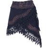 GURU SHOP Gonna estiva naturale Goa, con stampa etnica con pizzo, per i fianchi, da donna, blu, cotone, taglia: unica, Nero , Taglia unica