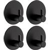 Drenky Adesivi Bagno 4 Pezzi Senza Forare per Cucina e Gancio Base Rottonda Con Tampone Ideale Per Cucine, Bagni, Uffici (Nero)