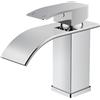 FORIOUS Rubinetto per Bagno FORIOUS, Rubinetto per Lavabo a Cascata in Nickel Spazzolato, Miscelatore Monocomando per Lavabo con Altezza del Beccuccio di 80 MM, Risparmio Idrico, Risparmio Energetico.