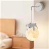 Amoyeric Applique da parete cablata per camera dei bambini stampa 3D palla di luna lampada da parete per camera da letto simpatici animali del fumetto coniglio panda orso bianco nordico dimmerabile lamp