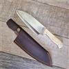 COLTELLO cuoco santoku con fodero in cuoio SARDO manico in osso di tibia 31 cm