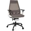 Hjh Office 652889 Sedia da ufficio professionale GENIDIA SMART WHITE tessuto in maglia grigio/bianco, braccioli regolabili, sedile inclinabile