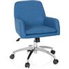 HJH Office 670959 Poltrona retrò SHAKE 400 Tessuto Blu Sedia da ufficio, sedia girevole giovanile con rotelle, regolabile in altezza