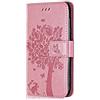 FUFSAWS Conber Cover per Samsung Galaxy J5 2016, Custodia in Pelle PU con Interno TPU Antiurto, Serie Gatto e Albero Flip Case Cover Custodia Portafoglio per Samsung Galaxy J5 2016 - Rosa