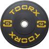 TOORX PROFESSIONAL LINE Disco Bumper Training Absolute 15 kg nero-giallo con boccola svasata in acciaio inox diametro 45 cm