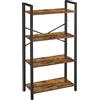 VASAGLE Scaffale portaoggetti a 4 livelli, libreria, telaio in acciaio, mensola su gambe per soggiorno, camera da letto, ufficio, 30 x 66 x 120 cm, stile industriale, marrone rustico e nero inchiostro